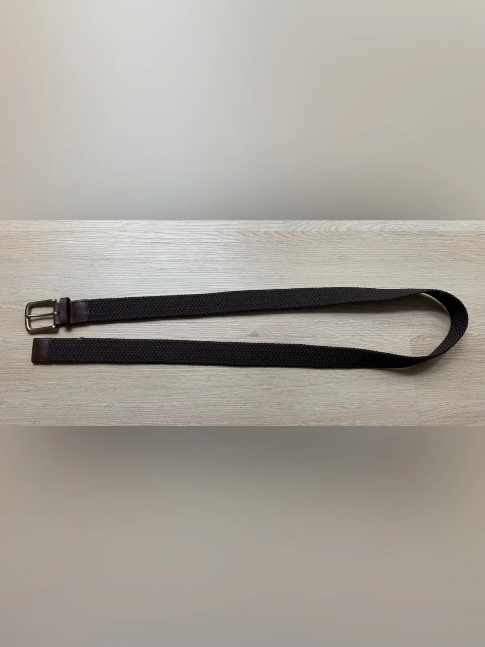 L.L.Bean Belt Men's Size 46 Brown Braided Woven Leather Brass Buckle